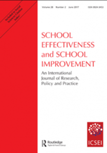 The image features the cover of "School Effectiveness and School Improvement". The title is in red text on a white background.