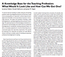 The image features text from "A Knowledge Base for the Teaching Profession: What Would It Look Like and How Can We Get One?