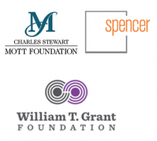 The image features the logos for Charles Stewart Mott Foundation, Spencer, and the William T. Grant Foundation.
